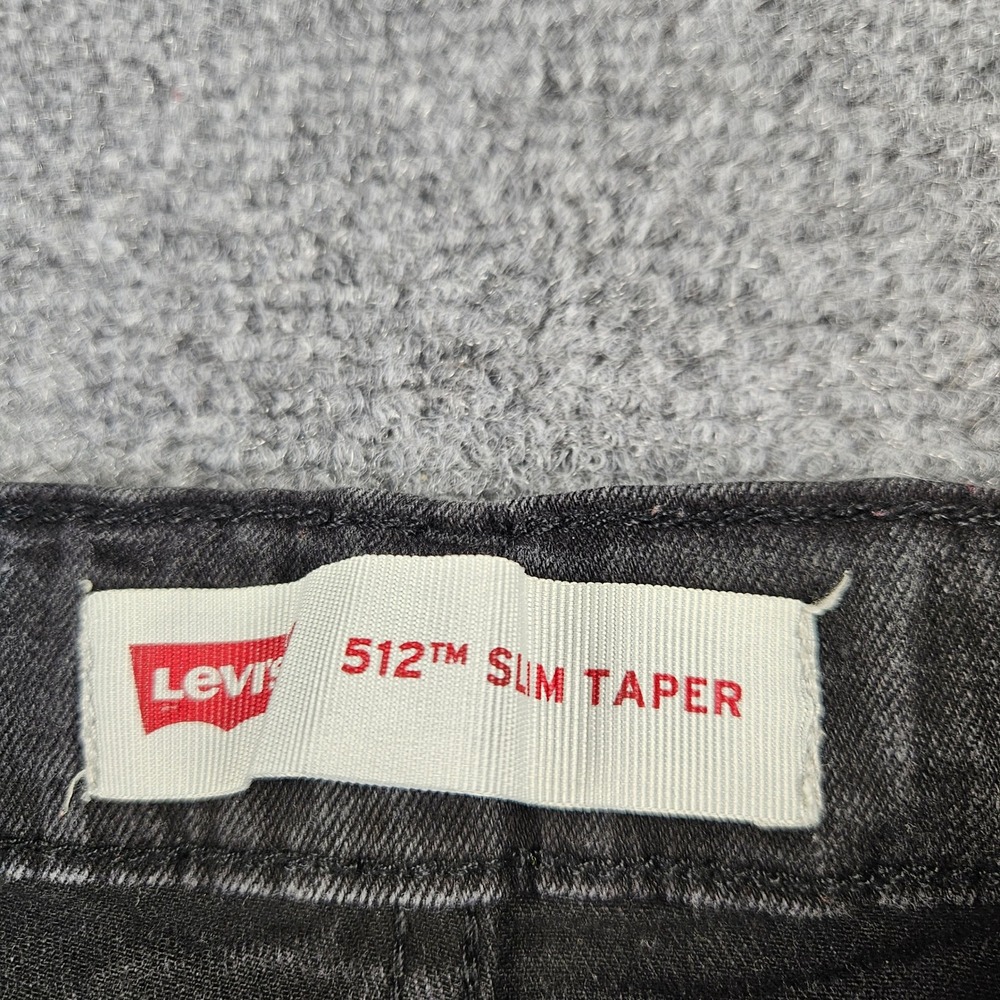 Levis 512 Slim Taper Boys Jeans Black Washed Size 10 Reg 25x25 Adjustable Waist - Picture 7 of 12